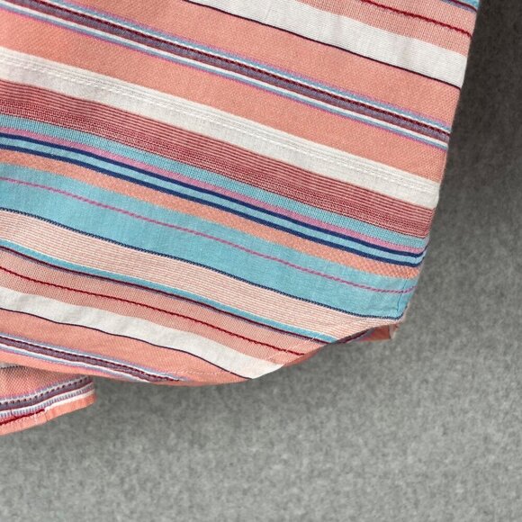 Talbots Classic Casual Button Up Shirt Size XL Sunset Stripe Serape Pink Blue - Picture 2 of 11